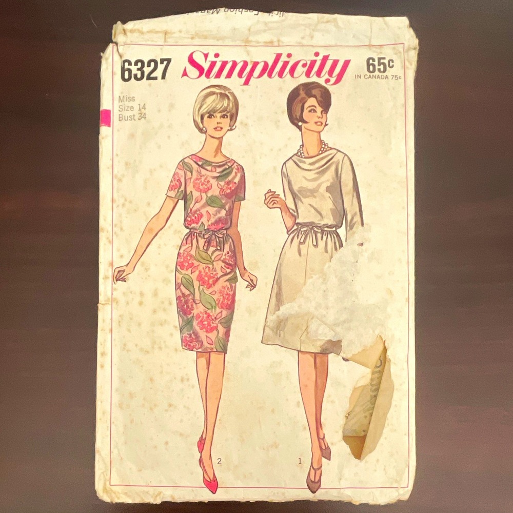Simplicity 6327 Vintage Original Women's One-Piece Dress Pattern Two Skirts